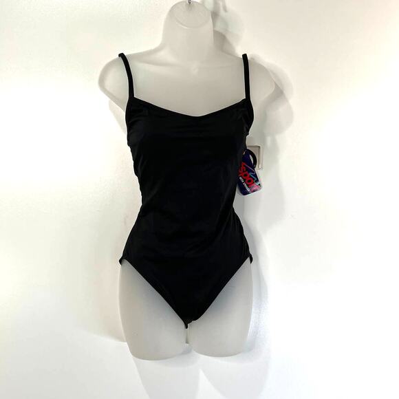 90s Vintage Bill Blass One Piece Swim Deadstock Black Classic Swimsuit - Picture 9 of 9